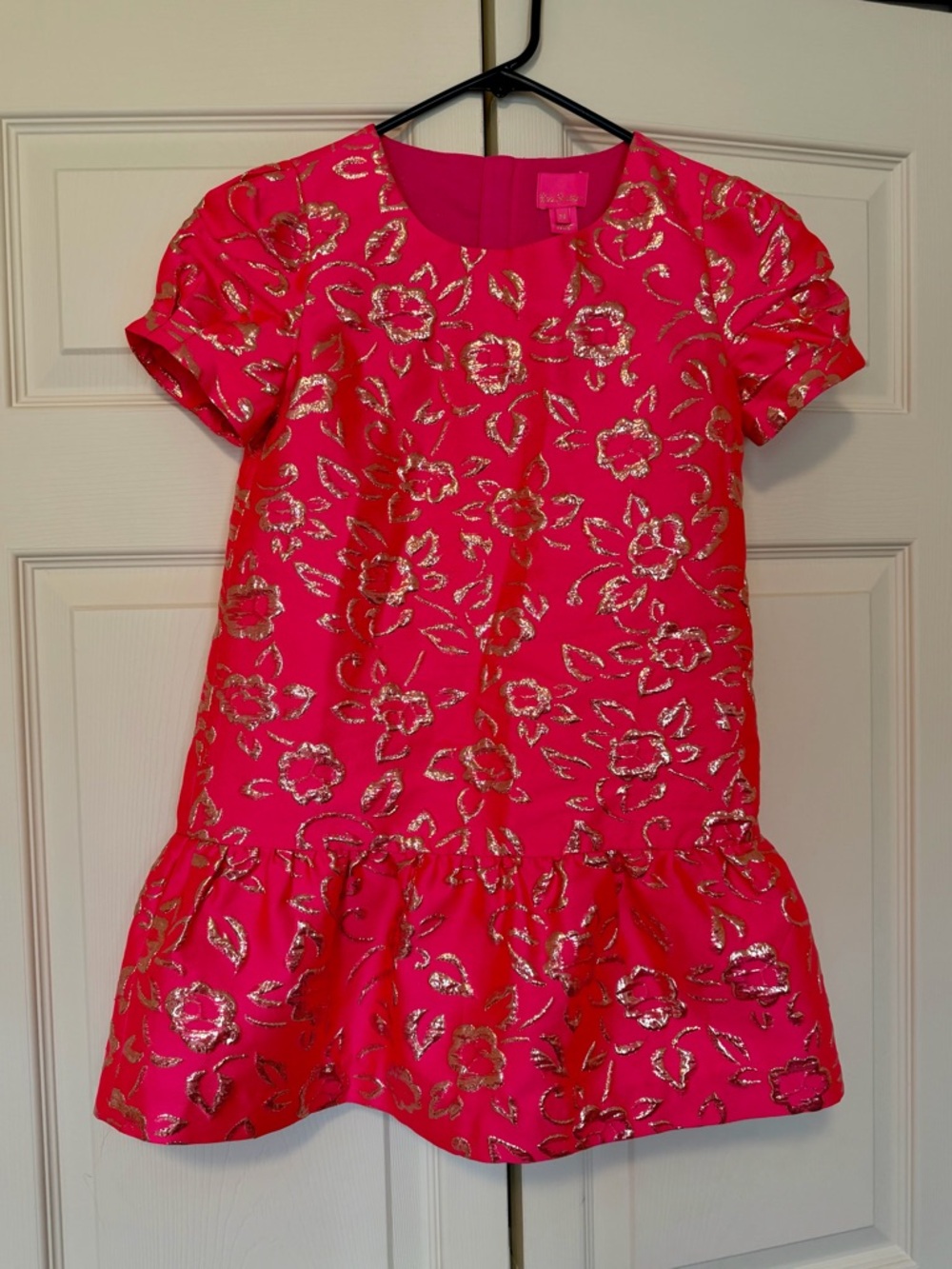 Lilly Pulitzer Hot Pink Dress with Gold Floral Foil